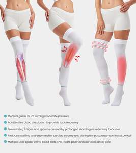 TED Medias beyaz sıkıştırma örme çorap nefes aşırı diz 15-21mmhg anti-emblism çorap DVT şişme kurtarma için - Product Image 3