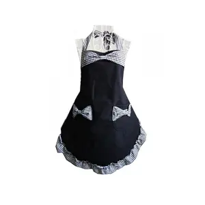 Wholesale Cute Retro Lovely Vintage Apron With Bowknot Ruffles Bar Ruffle Apron Mother Days Gift Holiday Apron