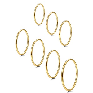 Wholesale Hot Sale Fashion Jewelry 18K Gold Plated Stainless Steel 7-piece <strong>Rings</strong> <strong>Sets</strong> Minimalist Thin Circle <strong>Stacked</strong> <strong>Ring</strong> Women - Product Image 3