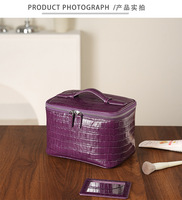 Trousse de Maquillage de Luxe Personnalisée en Cuir PU, Grande Capacité, Sac de Voyage Cosmétique, Étui Organisateur Effet Peau de Crocodile, Mallette de Toilette