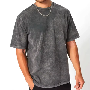 Fabricant de T-shirts pour commandes en gros, T-shirts streetwear, vêtements personnalisés, T-shirts pour hommes en coton, impression à chaud, motif uni, délavé à l'acide - Product Image 1