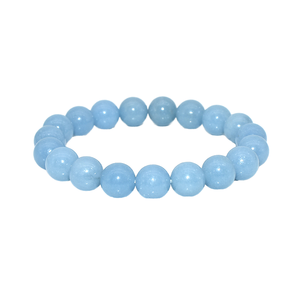 Bracelet en pierre d'angélite naturelle 7A, cristal bleu, perles rondes de 8 mm, pour femmes et hommes - Cadeau d'anniversaire de mariage - Product Image 1