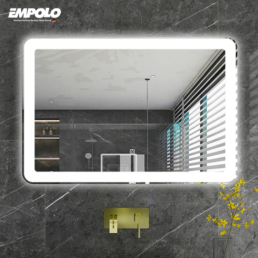 Mpolo-Espejo inteligente de pared para Baño de hotel, accesorio personalizable con Bluetooth y función de audio para maquillaje