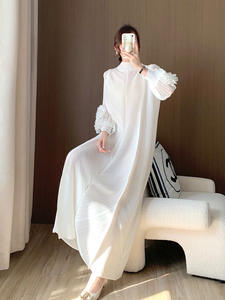 PY 2026 Summer New Arrival Elegant Plus Size Pleated Dress Fashion Casual Long Sleeve Maxi Dress Online Wholesale Shop - Product Image 4