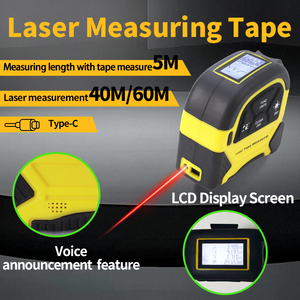 מד מרחק דיגיטלי לייזר 2 ב-1 40 מטר <span class=keywords><strong>60</strong></span> מטר דיוק גבוה, סרט מדידה לייזר רב תכליתי - Product Image 6