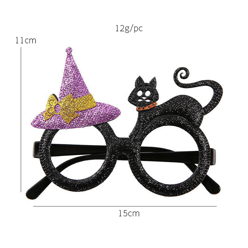 Wyj39-chat noir avec chapeau violet-lunettes décoratives
