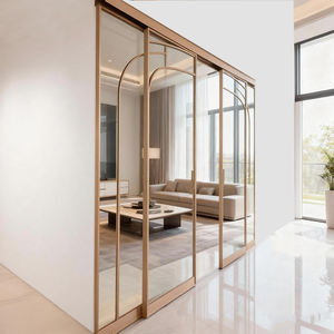 Puerta corredera de aluminio de lujo para Hotel, apartamento, Villa, oficina, puerta Interior de vidrio, cierre suave, puerta corredera telescópica de vidrio, fábrica - Product Image 3