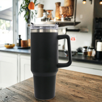 Mug de voyage isotherme en acier inoxydable à double paroi de 40 oz avec poignée et paille, finition mate, design par sublimation, écologique, pour le sport