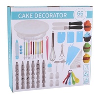 Kit de décoration de gâteaux 66 pièces Bestseller : Plateau tournant, douilles, outils de pâtisserie, poches à douille, stylos – Acier inoxydable