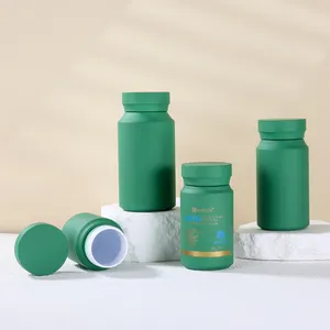 80 120 150 200 ml mat yeşil plastik hap yiyecek kavanozu sınıf Vitamin ürün konteyner