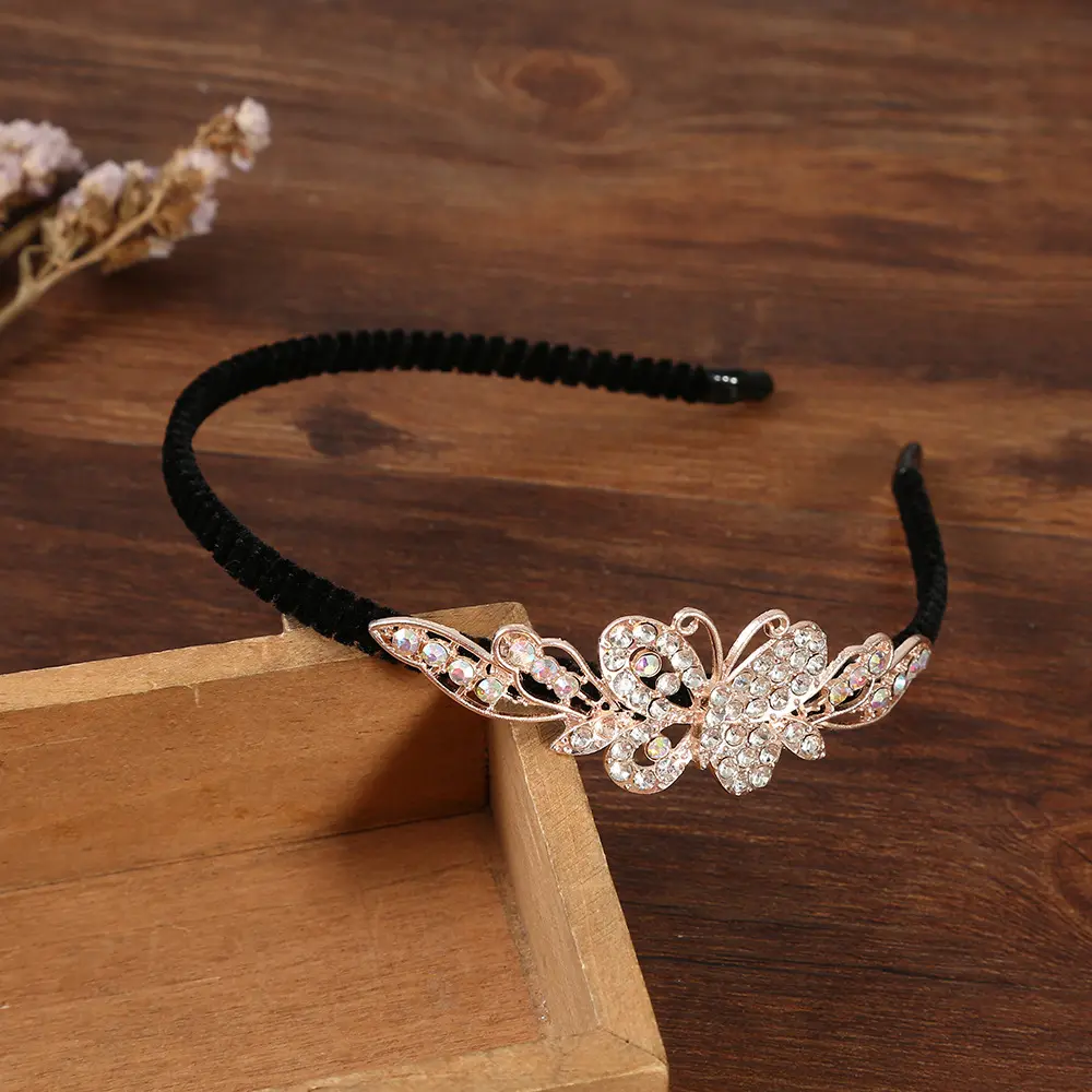 New metal luxury hair band rhinestone bow headbands women fashion crystal hair accessories