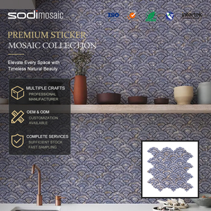 Autocollant mural décoratif 3D effet <span class=keywords><strong>mosaïque</strong></span> pour cuisine et salle de bain, motif nuages populaires, violet, facile à découper, à peler et coller - Product Image 1