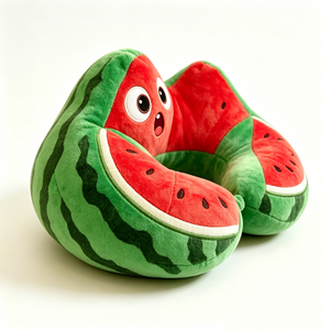 Almohada de cuello de felpa con diseño de rodaja de sandía de dibujos animados personalizada, con forma de U, para verano - Product Image 5