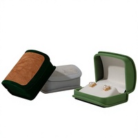 Boîte à bijoux en velours premium incurvée bicolore pour bagues, boucles d'oreilles, pendentifs, organisateur de bijoux, emballage cadeau