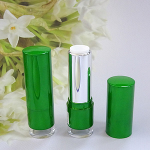 Green Plastic Lipstick Tube With Clear <b>Base</b> Electroplated Surface 20mm Diameter Cosmetic Lipstick Container For <b>Makeup</b> - Product Image 5