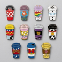 Broche personnalisée en métal émaillé dur, vente en gros, badge mignon tasse à café, broche en alliage de zinc, décoration pour vêtements et sacs, souvenir, épinglette en émail souple