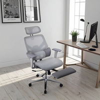 Chaise de bureau de direction JR RACING VIP au design moderne, dossier haut, accoudoirs 5D, tissu mesh ergonomique avec repose-pieds, hauteur réglable