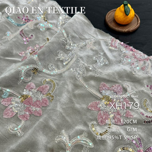 Nuevo estilo chino terciopelo pesado borracho otoño viento lentejuelas tela bordada para Tops vestidos hechos a mano trajes de boda para niños - Product Image 6