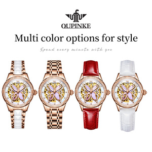 OUPINKE-reloj con correa de acero inoxidable para mujer, accesorio masculino de pulsera resistente al agua con diseño de esqueleto hueco, mecanismo automático de tourbillon, 3239 - Product Image 5