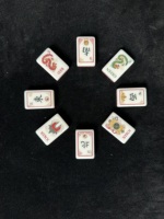 Jeu de Mahjong américain de 160 tuiles, rouge et or, avec motifs Yin Yang et Crane One Bam