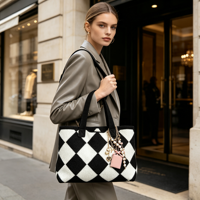 Sac fourre-tout promotionnel en tricot jacquard, grand sac à main pour femme, sac de shopping à bandoulière avec logo personnalisé