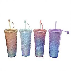 CASAMAX WL AD-0814 Bicchiere in Plastica PC Elegante da 780ml con Coperchio e Cannuccia - Product Image 1