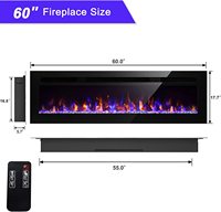 Cheminée électrique murale populaire de 60 pouces (1500 mm) avec prise américaine, en métal noir, décoration de flamme encastrée, utilisation domestique, insertion facile