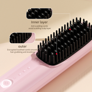 Mini cepillo de pelo eléctrico recargable MCH USB <span class=keywords><strong>plancha</strong></span> inalámbrica cepillo de pelo inalámbrico peine alisador de pelo - Product Image 2