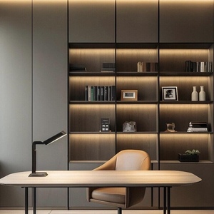 خزانة كتب خشبية عصرية للمنزل مع أبواب وأدراج، رف كتب مخصص للدراسة - Product Image 2