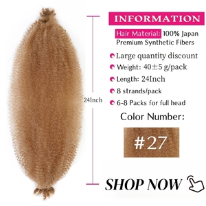 Cheveux Afro Twist Printaniers Ombrés Couleur Mélangée Pré-Séparés Tresses Crochets Synthétiques <span class=keywords><strong>Marley</strong></span> pour Tresses Afro Spring Twist - Product Image 3