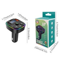 Tragbarer Bluetooth-KFZ-FM-Transmitter für Freisprecheinrichtung, MP3-Musikplayer mit USB-Anschluss, PD-Ladegerät und farbiger Ambientebeleuchtung