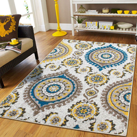 Tapis de salon modernes écologiques de luxe 5x8 crème, bleu, marron, noir, antidérapants, 100% polyester