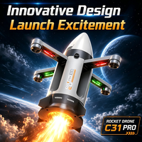 Drone spatial cool avec fumée vapeur et spectacle de lumière LED, moteur brushless, quadricoptère RC 2,4 GHz pour enfants, adultes, débutants, cadeau