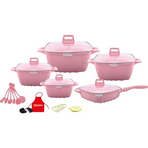 Juego de Utensilios de Cocina Antiadherentes de 25 Piezas, Acero Inoxidable con Mango, Olla <span class=keywords><strong>Imperial</strong></span>, para Cocinar en Casa, Uso Alimentario, Hecho de Vidrio, Aluminio, Granito y Metal - Product Image 6