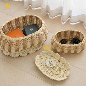 Rattan <b>Storage</b> <b>Baskets</b> Oval Shape Stackable Eco-Friendly Handwoven Multi-Purpose Organizing <b>Basket</b> Rustic Style Customized Size - Product Image 4