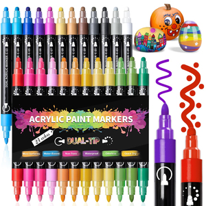 Dual Tip Acrylic Paint Pens Markers 12/24/36/48/120 Colors Set for Rock Wood Canvas <b>Stone</b> Ceramic Surfaces for Artists' <b>Painting</b> - Product Image 1