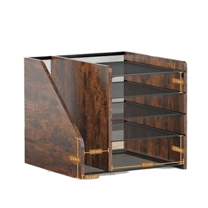 Wooden Office <b>File</b> <b>Storage</b> Rack 5 Tier Mail Envelope Shelf Desk Organizer for Office Supplies and Miscellaneous Items - Product Image 1