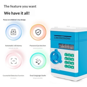 Cross-border Children's Piggy Bank Automatic <b>Roll</b> Money Fingerprint Electric Large Capacity Simulation Deposit Machine Toy - Product Image 5