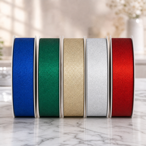 Premium Glitter Acetate <b>Ribbon</b> Multi Width 16mm-63.5mm Solid Color Satin <b>Ribbon</b> for Gift Wrapping Wedding Party Bow DIY <b>Ribbon</b> - Product Image 1