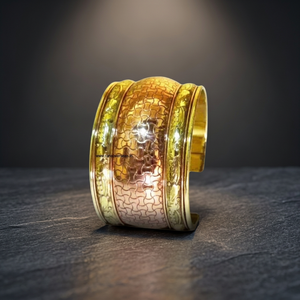Engraved Design Open Cuff Bracelet Modern Adjustable Bangle Copper Gold Plating for Women Easter Wedding Gift Available Best - Product Image 2