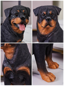 Estatua Decorativa de Perro <span class=keywords><strong>Rottweiler</strong></span> Negro de Tamaño Real, Cachorro Sentado Juguetón, de Resina Artesanal para Interiores y Exteriores, Coleccionable para Decoración del Hogar - Product Image 5