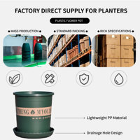 Pot Bunga Minimalis Plastik PP Model 5 #   Tanaman Hias Balkon Grosir Strawberry Rose Ekstra Besar Tebal 13.96L Dengan Drainase