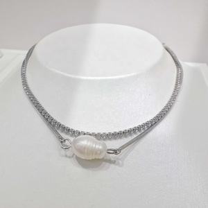 Pulsera de lujo de plata 925 con perlas de agua dulce, oro fino de 14k y circonita, doble capa, sencilla, para mujer, precio al por mayor. - Product Image 1