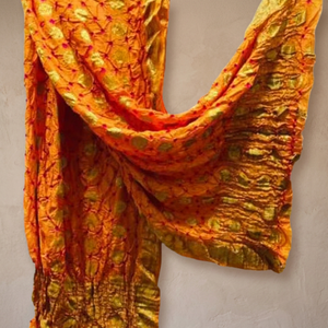 Banarasi Silk Embroidered High-quality Lightweight Breathable Unstitched Neck Gaiters for Women Chiffon Traditional <b>Shawl</b> - Product Image 3