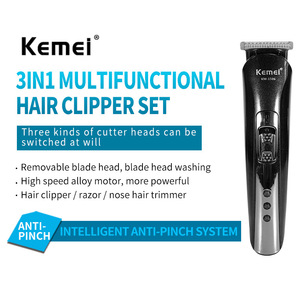 Máquina de Afeitar Profesional <span class=keywords><strong>Kemei</strong></span> KM-1506 3 en 1, Recortadora de Pelo Eléctrica Recargable, Cuchilla de Acero Inoxidable, Carga USB - Product Image 3