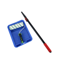 Kit d'outils de peinture 3 en 1, rouleau à peinture rayé de 9 pouces, brosse, bac à peinture, perche télescopique en acier inoxydable, fournitures de peinture pour la rénovation de la maison