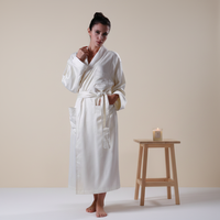 Peignoir d'hôtel ELIYA en soie de luxe de haute qualité, couleur blanche, taille personnalisée, respirant, manches longues, robe longue pour femme