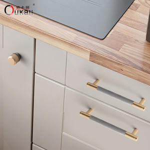 Oukali moderno semplice commercio all'ingrosso mobile maniglia camera da letto manopola zigrinato in alluminio armadio argento maniglie - Product Image 6