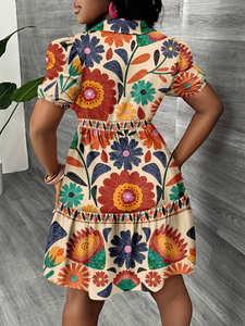 Mini abito Casual con stampa leopardata in tutto il modello in vita naturale tessuto digitale semplice stile Sexy per l'estate - Product Image 4