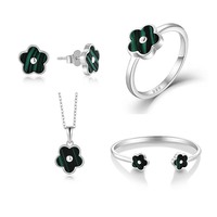 Qingxin personnalisé OEM bijoux fins 925 argent Sterling Malachite trèfle à cinq feuilles Bracelet Bracelet pour les femmes
